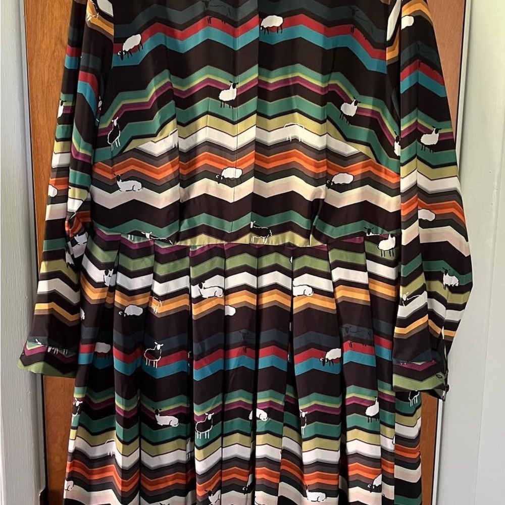 Eloquii Multicolor Chevron Dress with Sheep Design